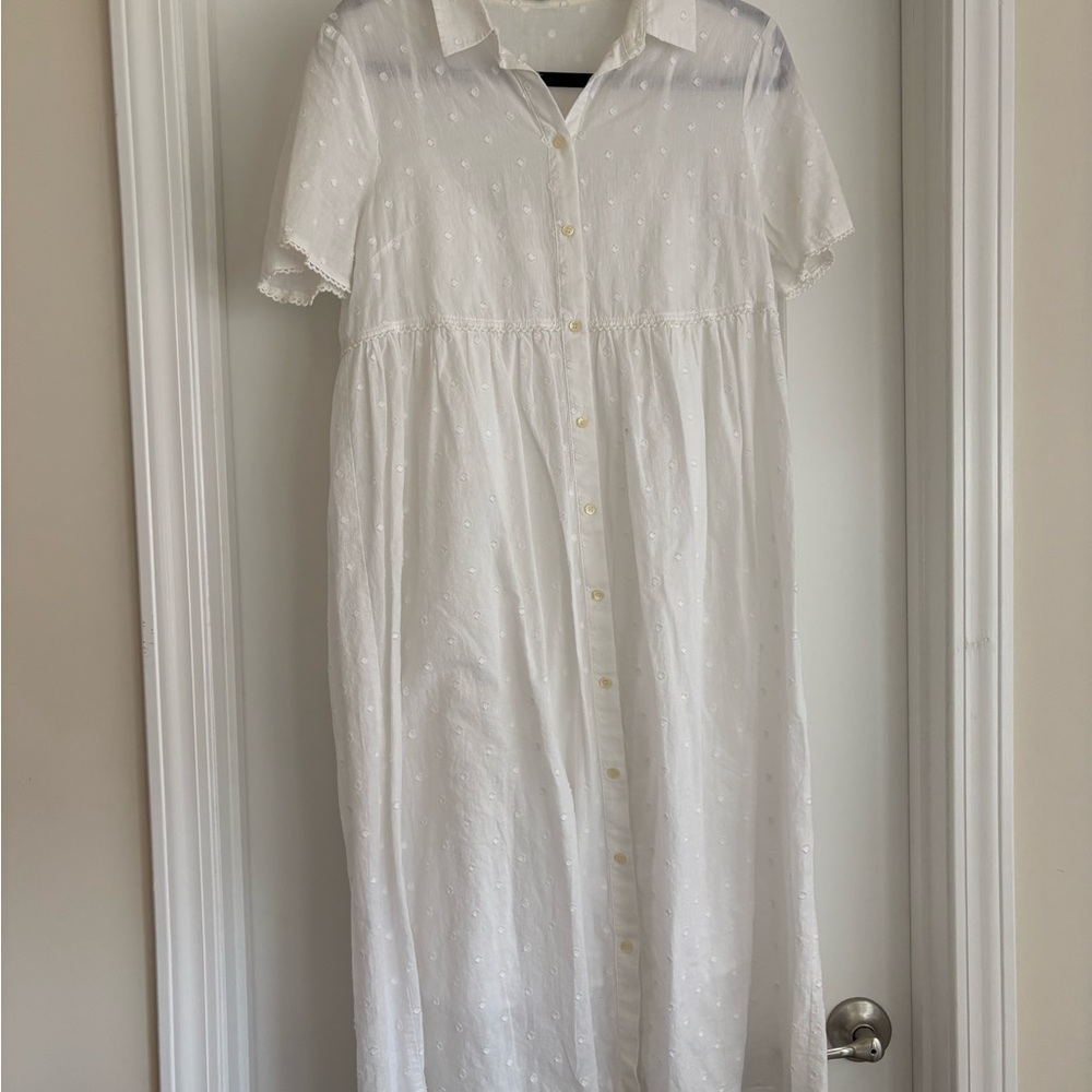 Madewell White Midi Button-Down Dress